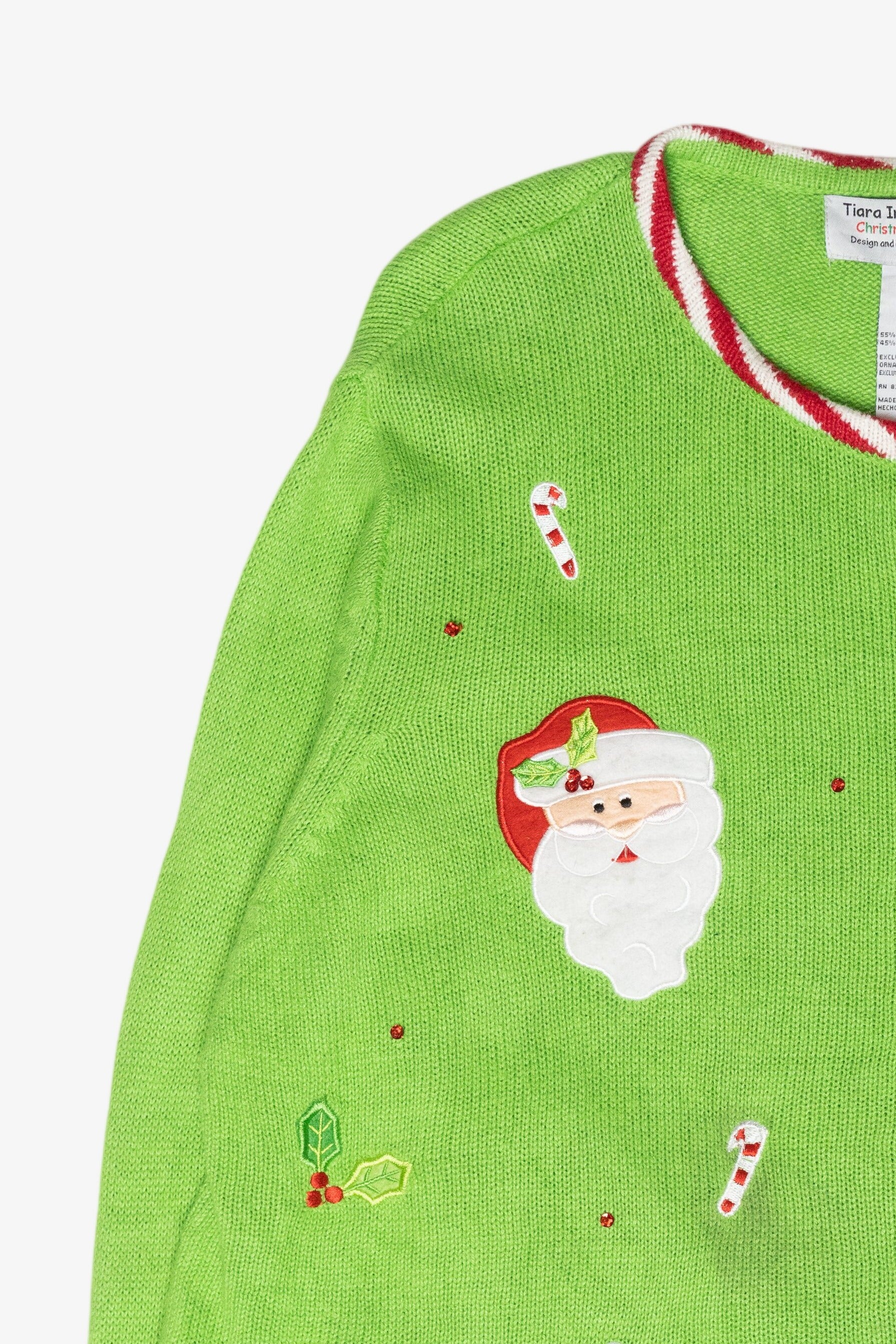 Santa Faces Vintage Ugly Christmas Sweater (2000s)