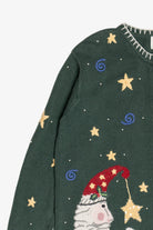 Vintage Whimsical Santa Moon Stars & Swirls Ugly Christmas Cardigan (1990s)