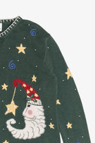 Vintage Whimsical Santa Moon Stars & Swirls Ugly Christmas Cardigan (1990s)