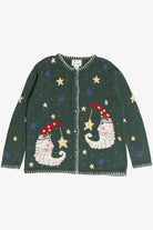 Vintage Whimsical Santa Moon Stars & Swirls Ugly Christmas Cardigan (1990s)