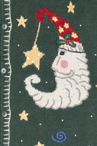 Vintage Whimsical Santa Moon Stars & Swirls Ugly Christmas Cardigan (1990s)