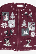 Vintage Snow Day Activities Croft & Barrow Ugly Christmas Sweater (1990s)
