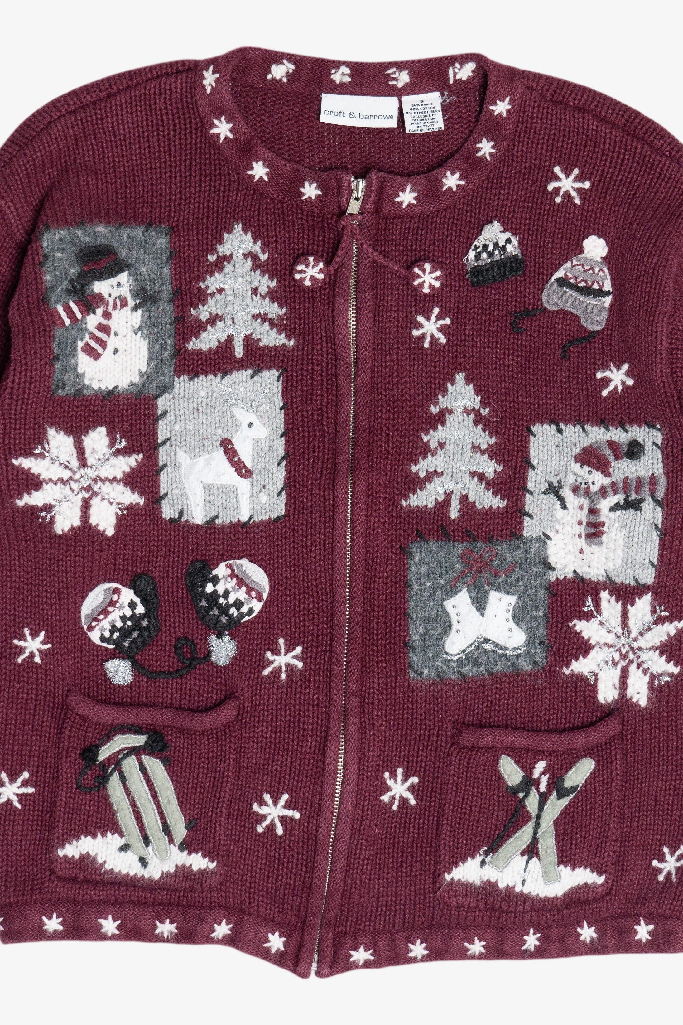 Vintage Snow Day Activities Croft & Barrow Ugly Christmas Sweater (1990s)