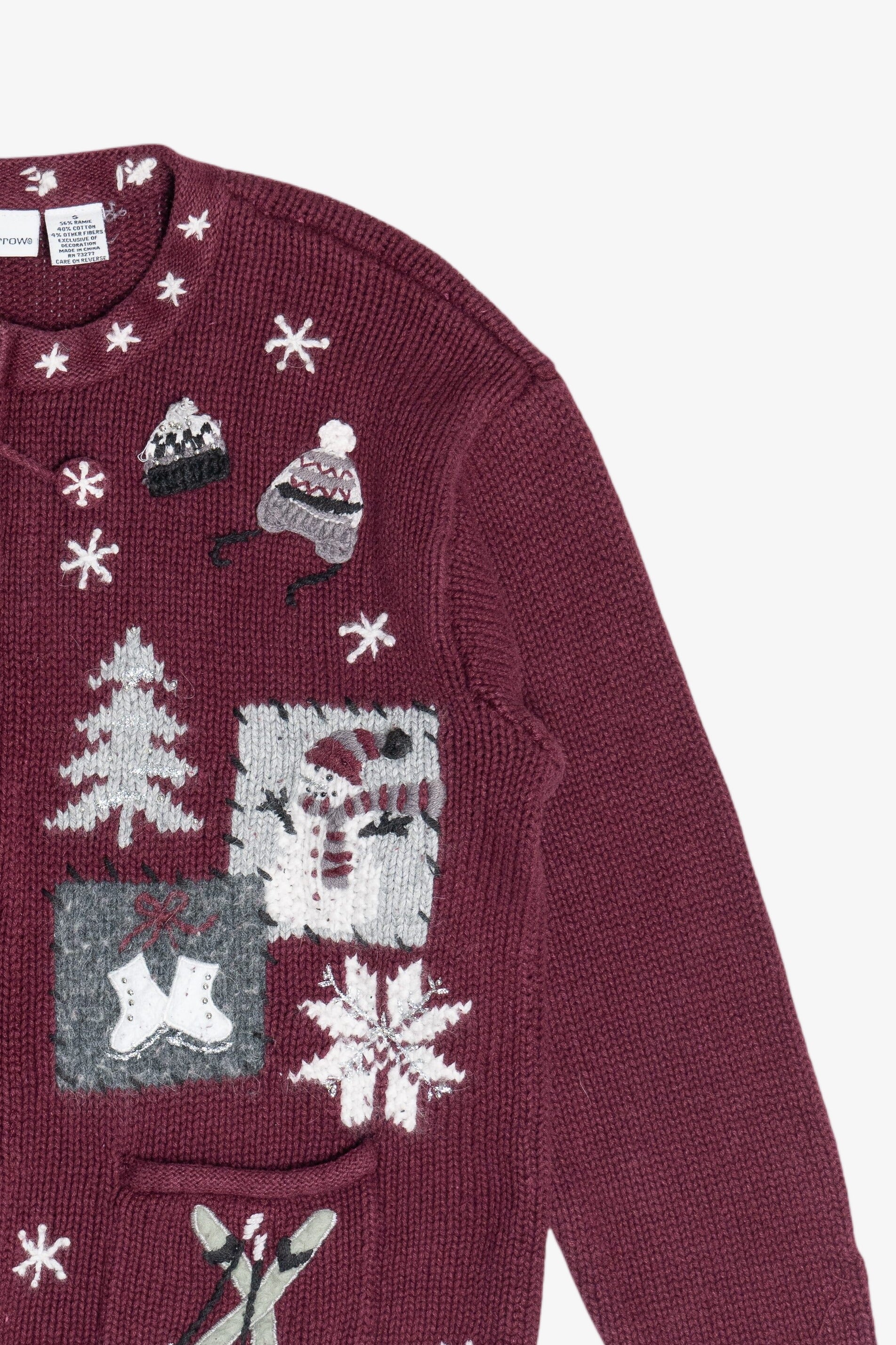 Vintage Snow Day Activities Croft & Barrow Ugly Christmas Sweater (1990s)