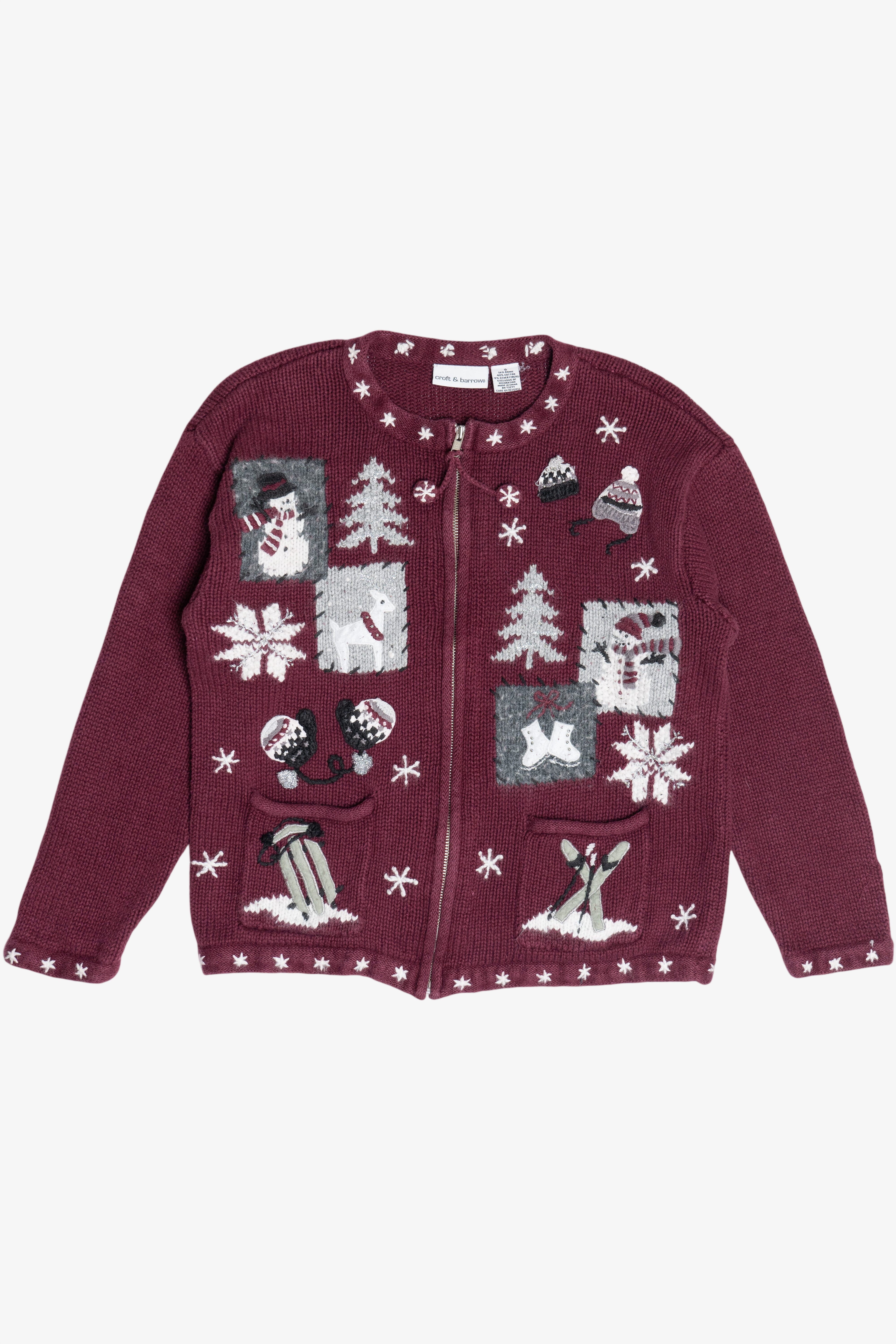Vintage Snow Day Activities Croft & Barrow Ugly Christmas Sweater (1990s)