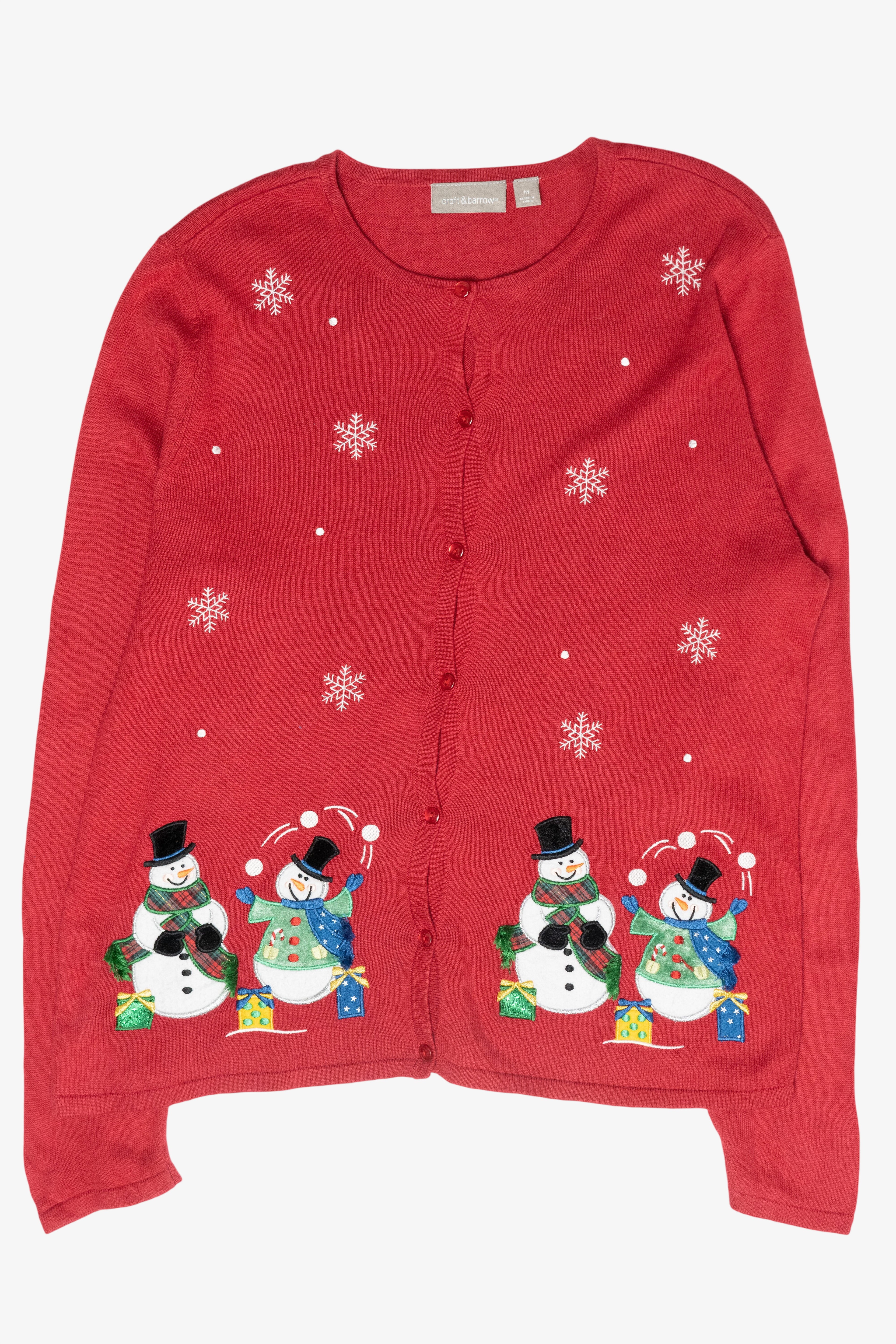 Juggling Snowmen Vintage Ugly Christmas Sweater (2000s)