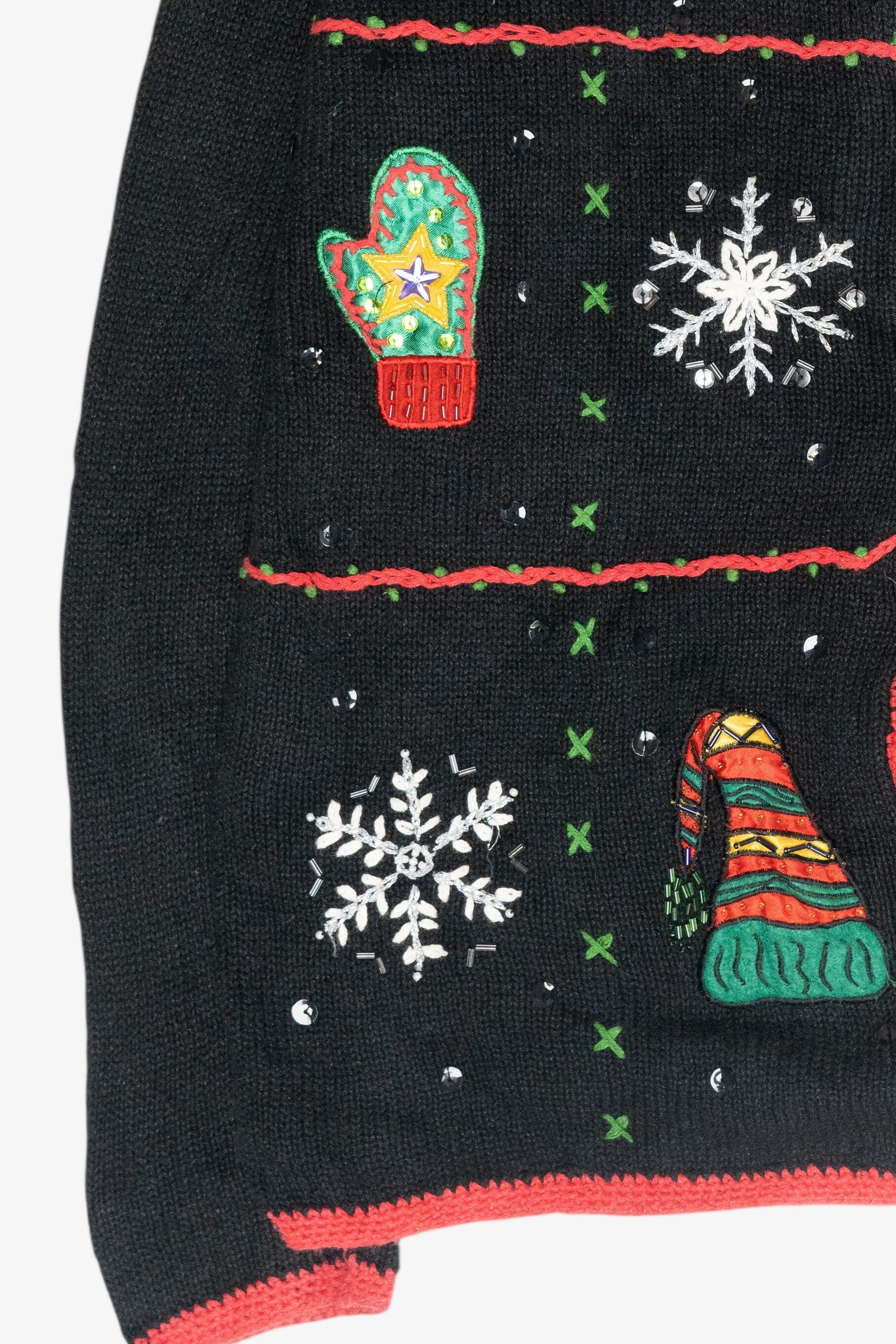 Hats and Mittens Vintage Ugly Christmas Cardigan (1990s)
