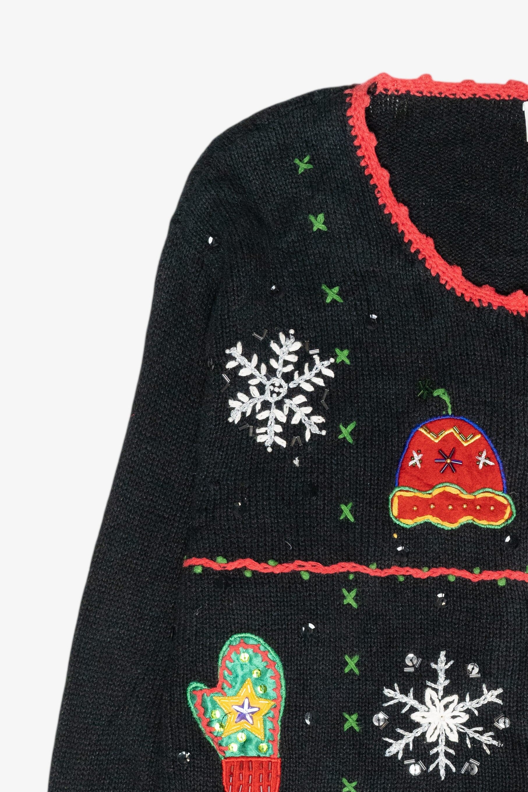 Hats and Mittens Vintage Ugly Christmas Cardigan (1990s)