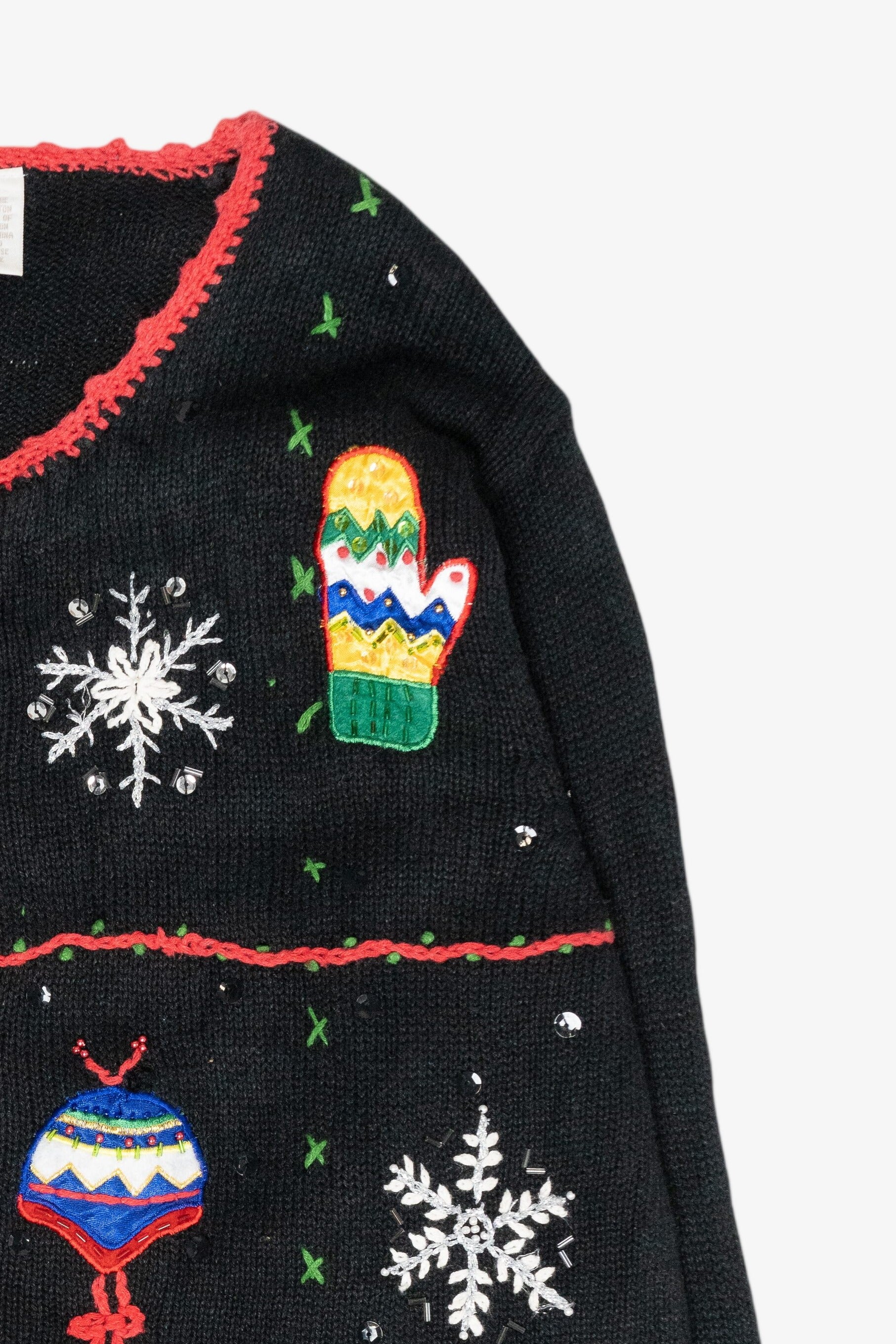 Hats and Mittens Vintage Ugly Christmas Cardigan (1990s)