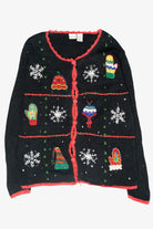 Hats and Mittens Vintage Ugly Christmas Cardigan (1990s)