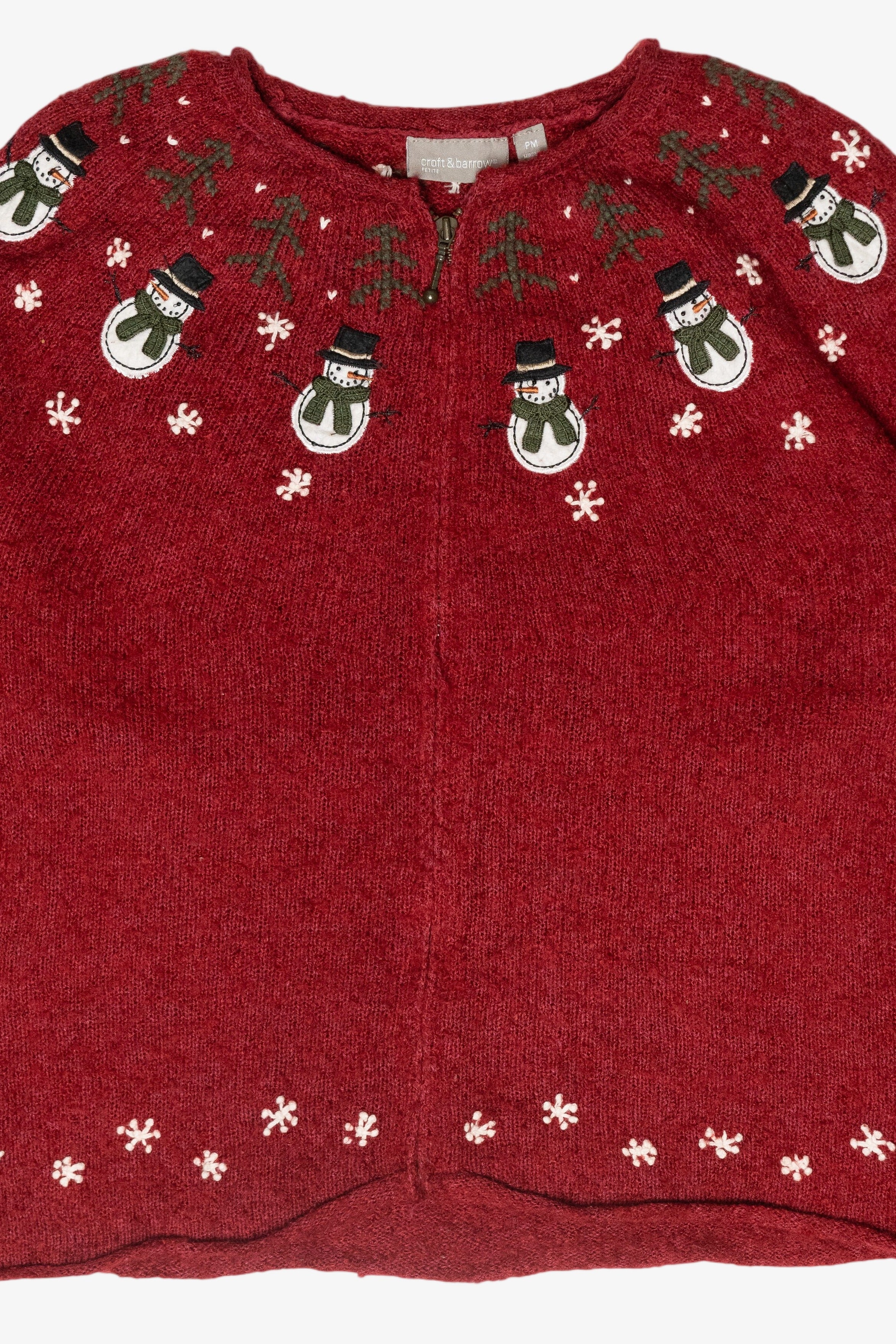 Snowmen Fair Isle Vintage Ugly Christmas Zip Cardigan (2000s)