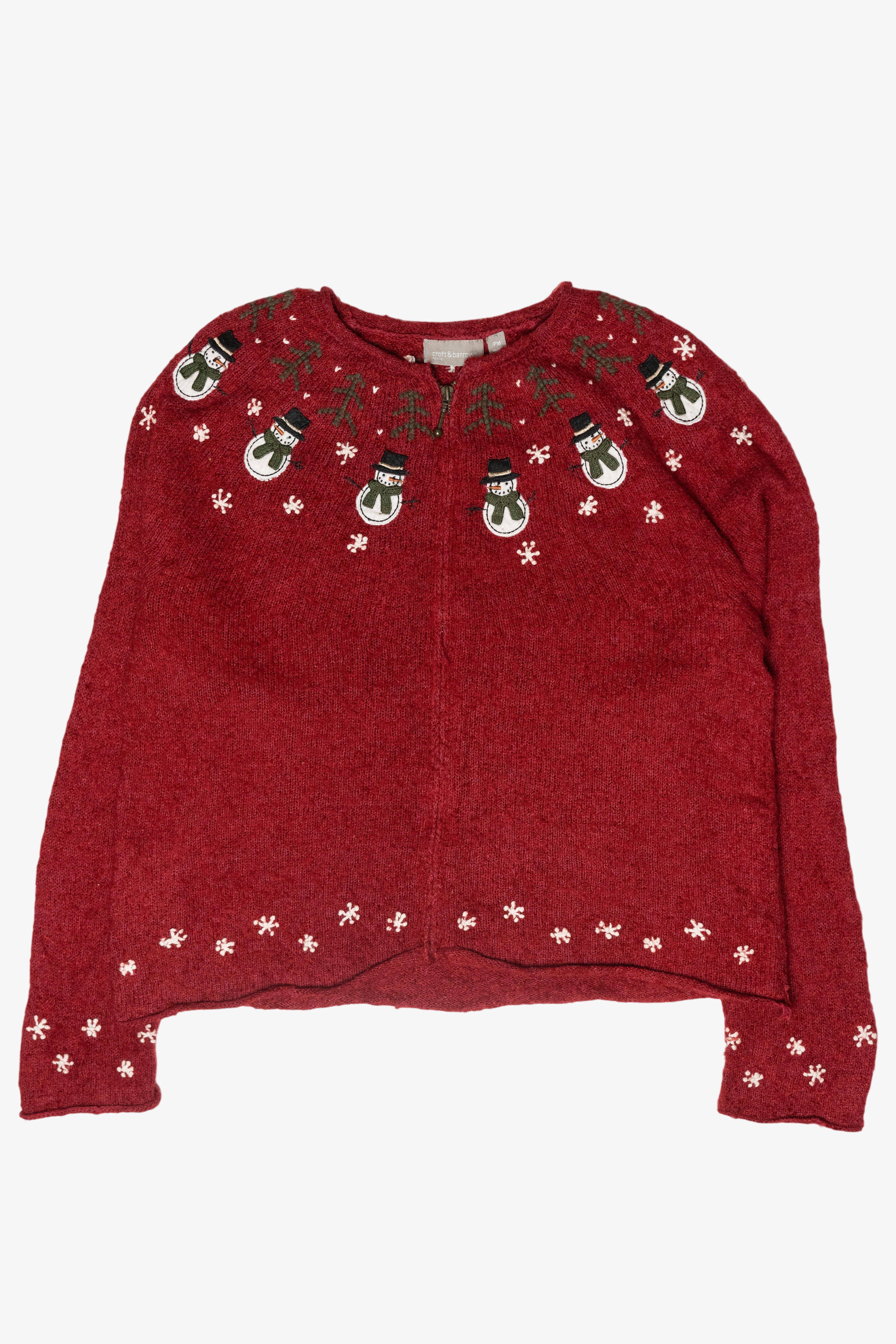 Snowmen Fair Isle Vintage Ugly Christmas Zip Cardigan (2000s)