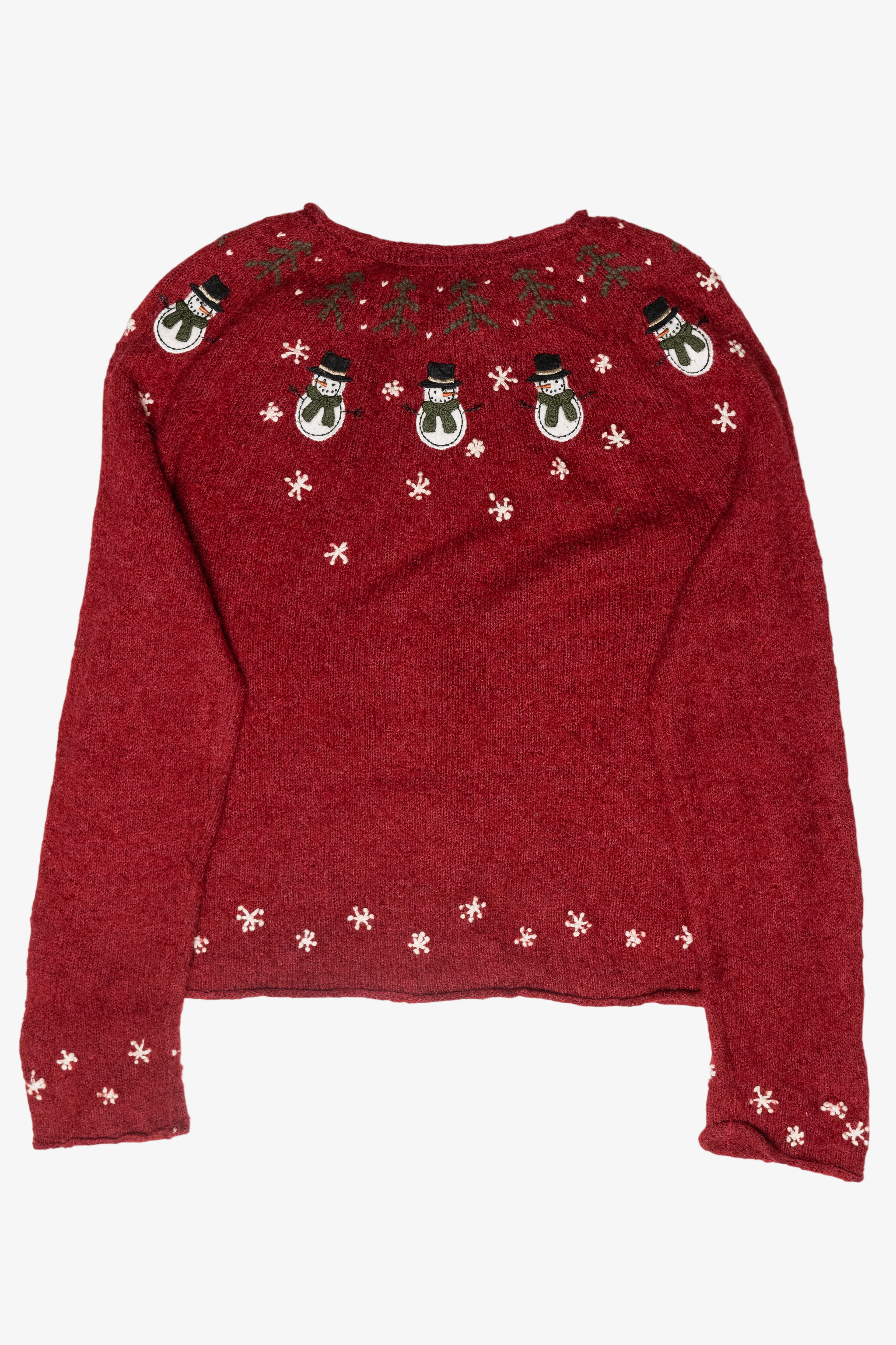 Snowmen Fair Isle Vintage Ugly Christmas Zip Cardigan (2000s)