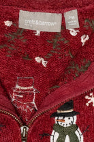 Snowmen Fair Isle Vintage Ugly Christmas Zip Cardigan (2000s)