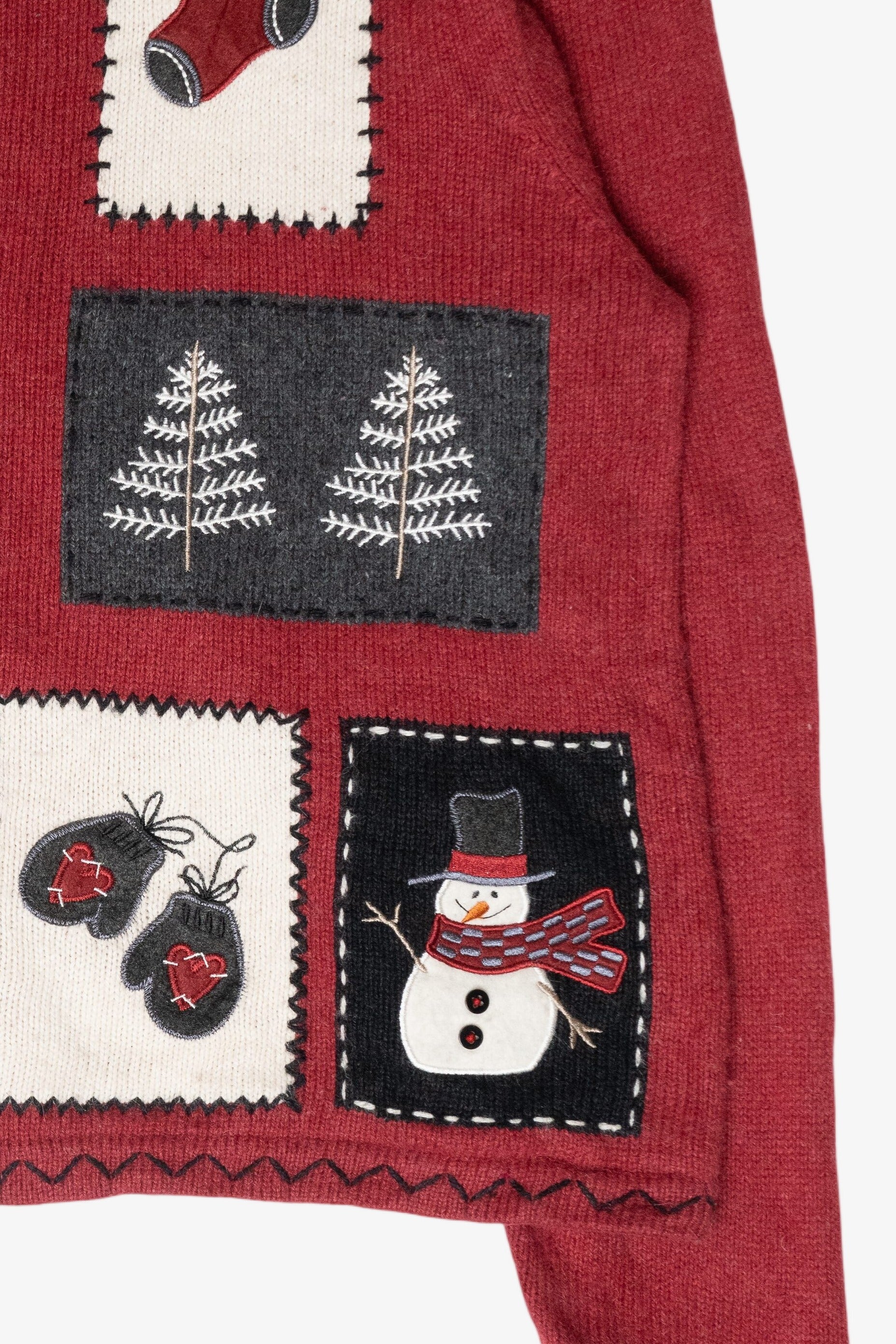 Cozy Snowmen Vintage Ugly Christmas Zip Cardigan (2000s)