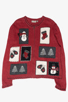 Cozy Snowmen Vintage Ugly Christmas Zip Cardigan (2000s)