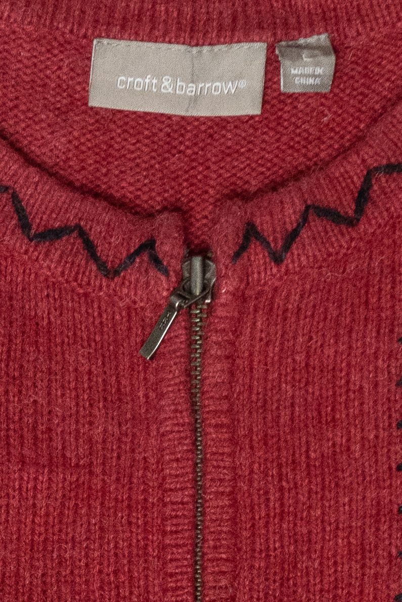Cozy Snowmen Vintage Ugly Christmas Zip Cardigan (2000s)