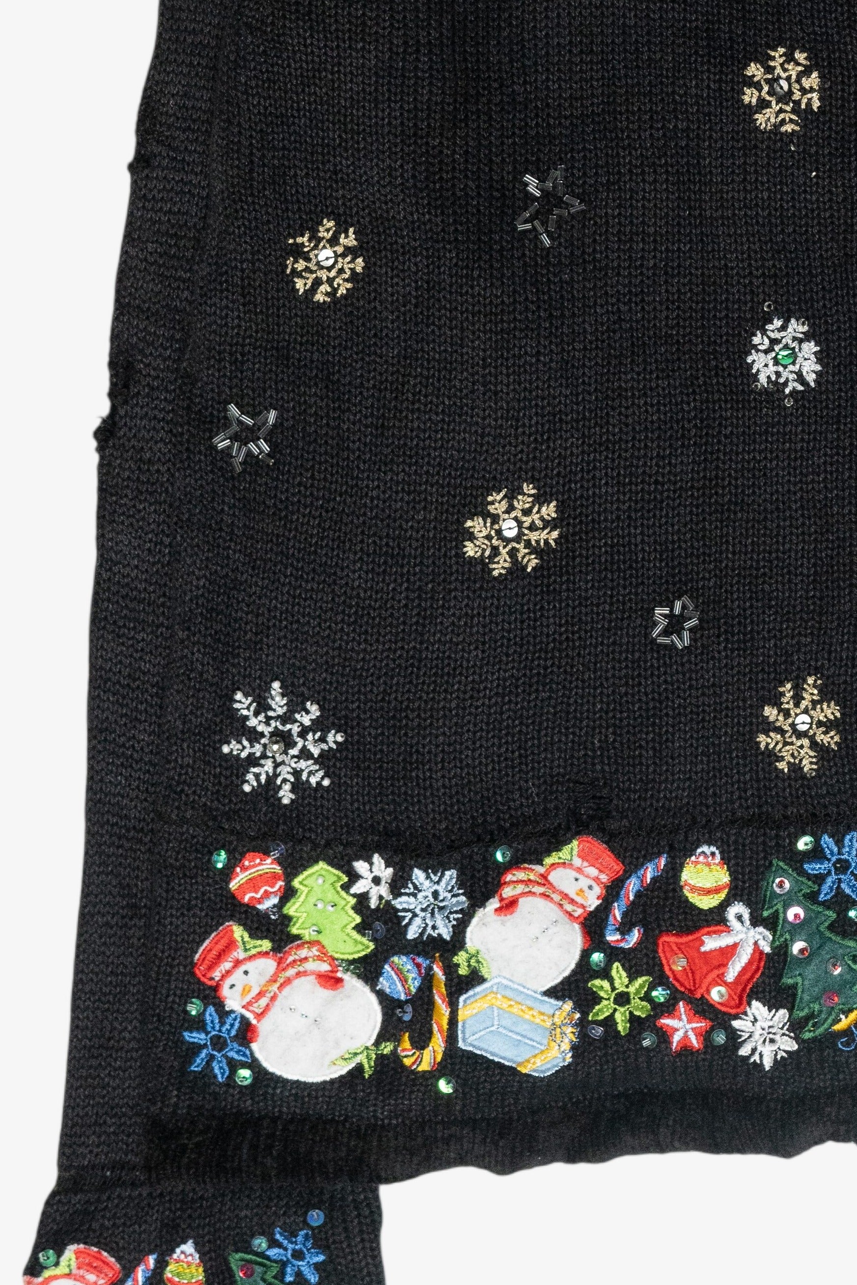 Snowmen Icon Collar Vintage Ugly Christmas Zip Cardigan (2000s)