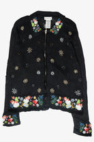 Snowmen Icon Collar Vintage Ugly Christmas Zip Cardigan (2000s)