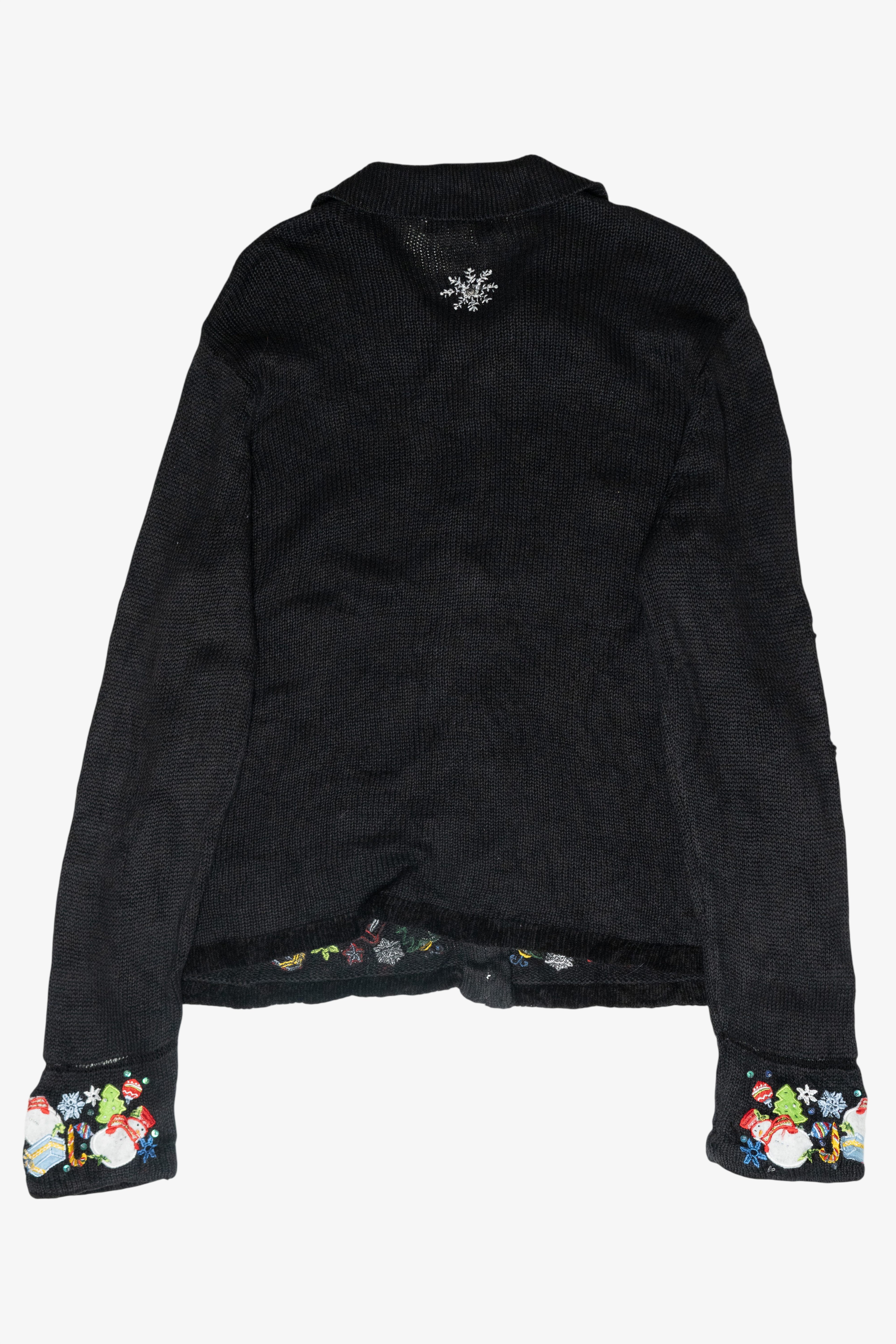 Snowmen Icon Collar Vintage Ugly Christmas Zip Cardigan (2000s)