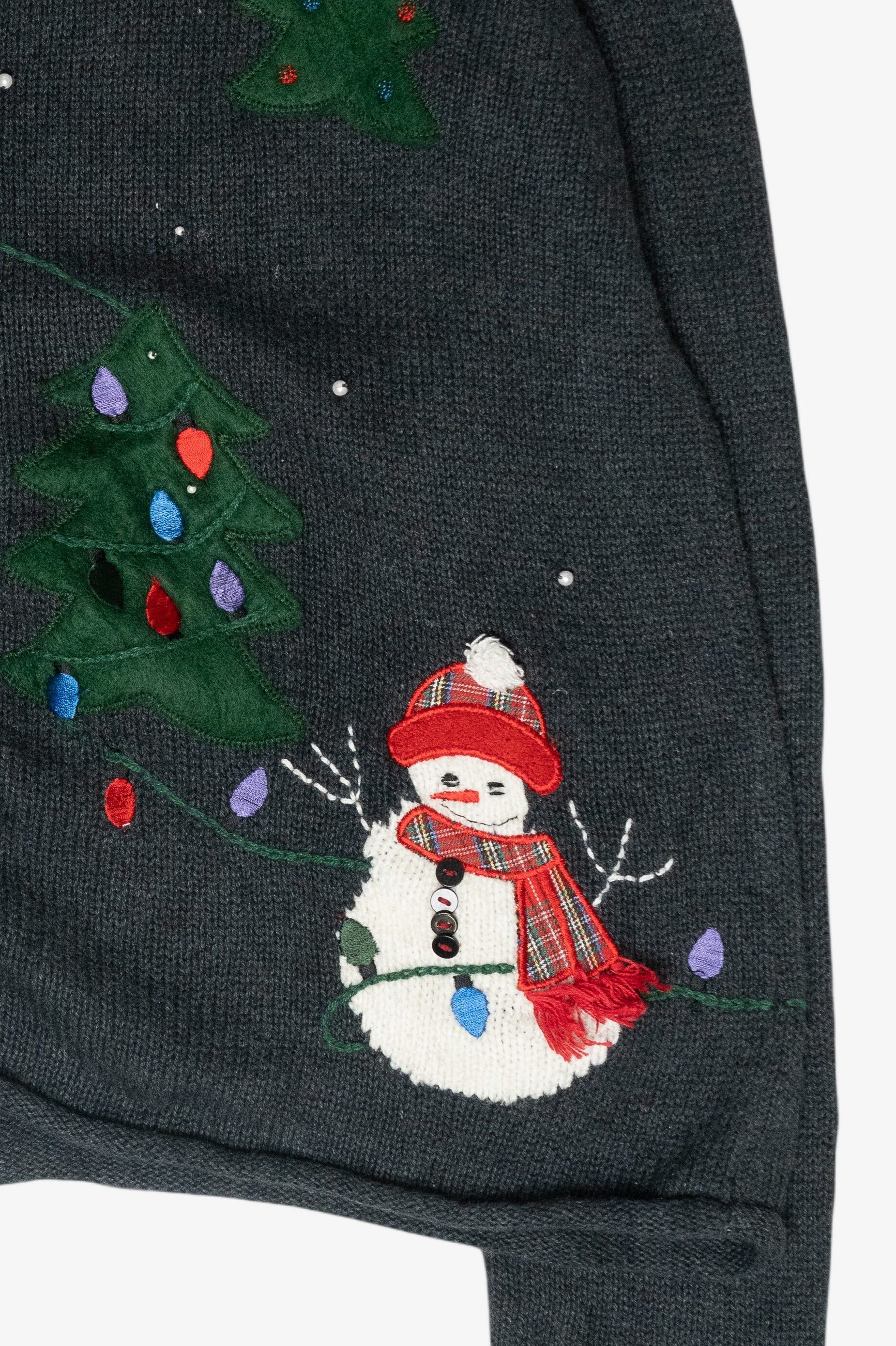 Snowmen Vintage Ugly Christmas Zip Cardigan (2000s)