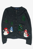 Snowmen Vintage Ugly Christmas Zip Cardigan (2000s)