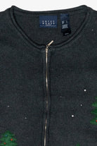 Snowmen Vintage Ugly Christmas Zip Cardigan (2000s)
