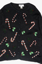 Beaded Candy Canes Vintage Ugly Christmas Sweater (2000s)