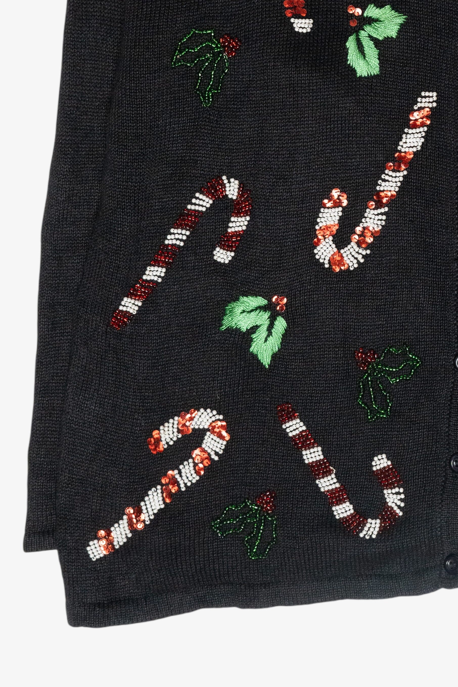 Beaded Candy Canes Vintage Ugly Christmas Sweater (2000s)