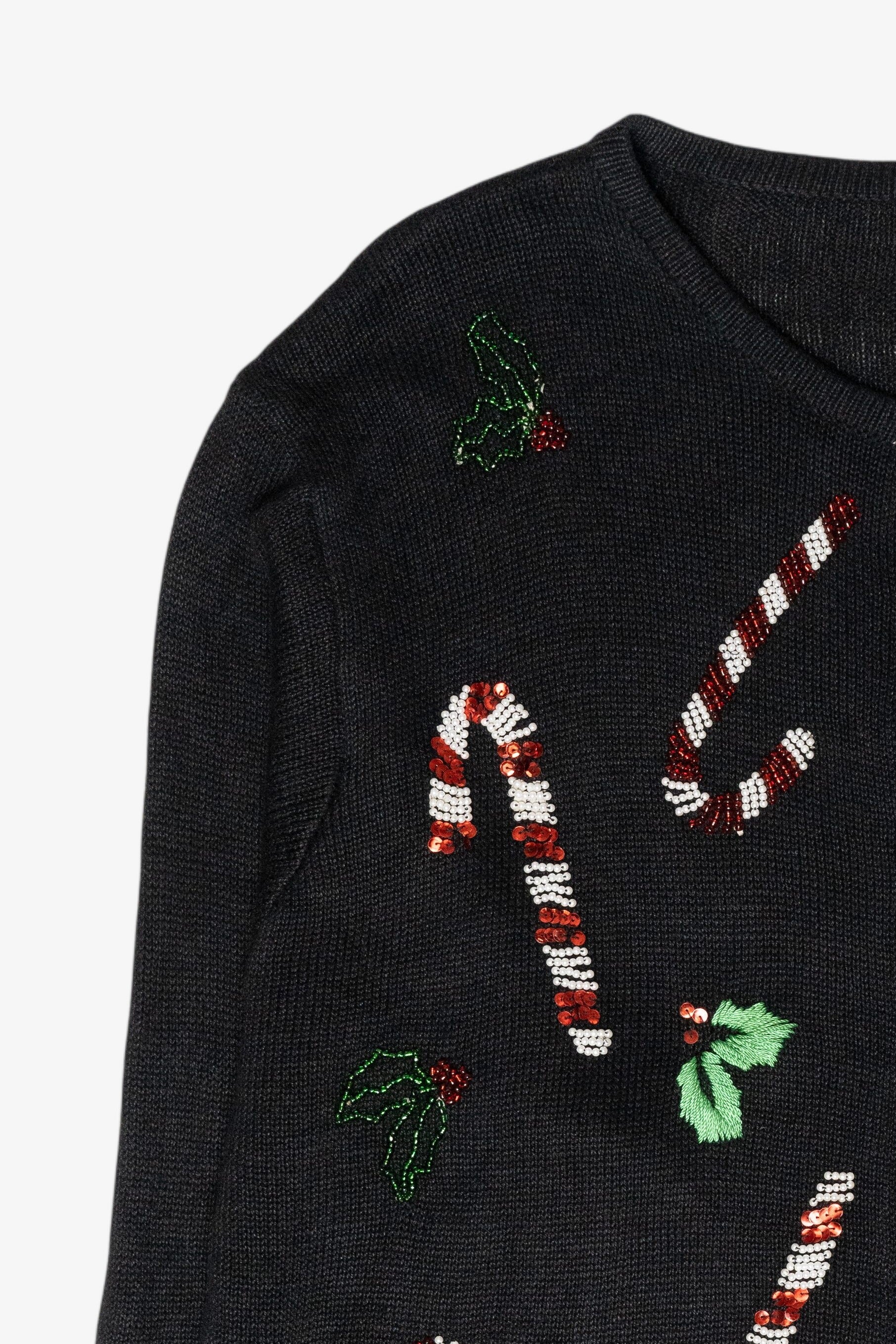 Beaded Candy Canes Vintage Ugly Christmas Sweater (2000s)