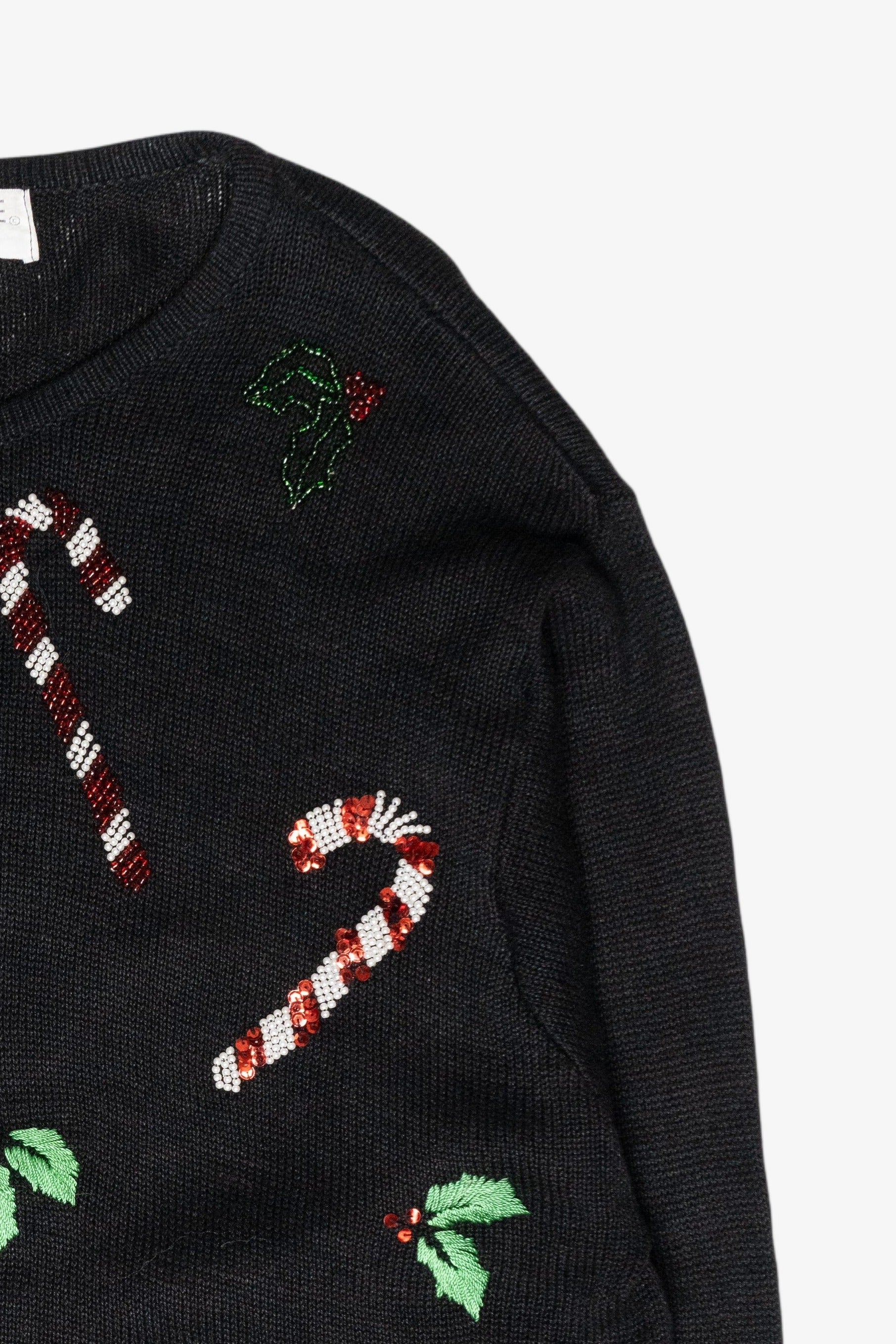 Beaded Candy Canes Vintage Ugly Christmas Sweater (2000s)
