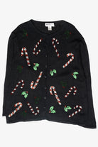 Beaded Candy Canes Vintage Ugly Christmas Sweater (2000s)