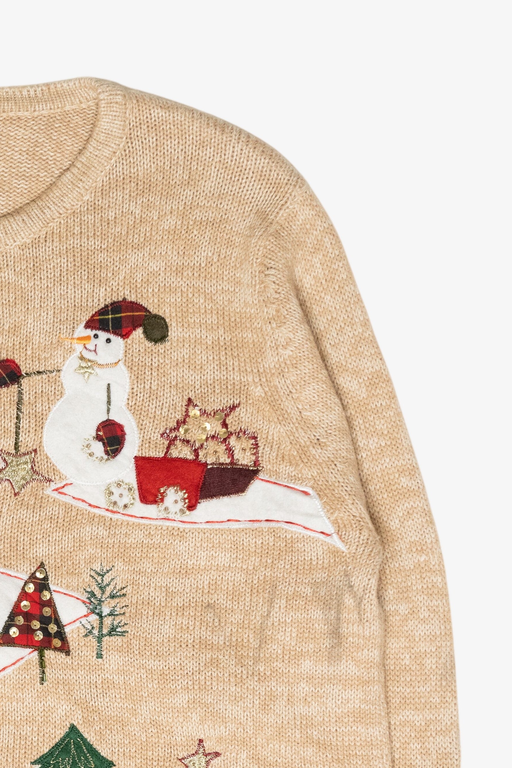 Winter Scene Snowmen Vintage Ugly Christmas Sweater (2000s)