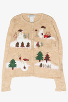 Winter Scene Snowmen Vintage Ugly Christmas Sweater (2000s)