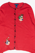 Beaded Snowmen Vintage Ugly Christmas Sweater (2000s)