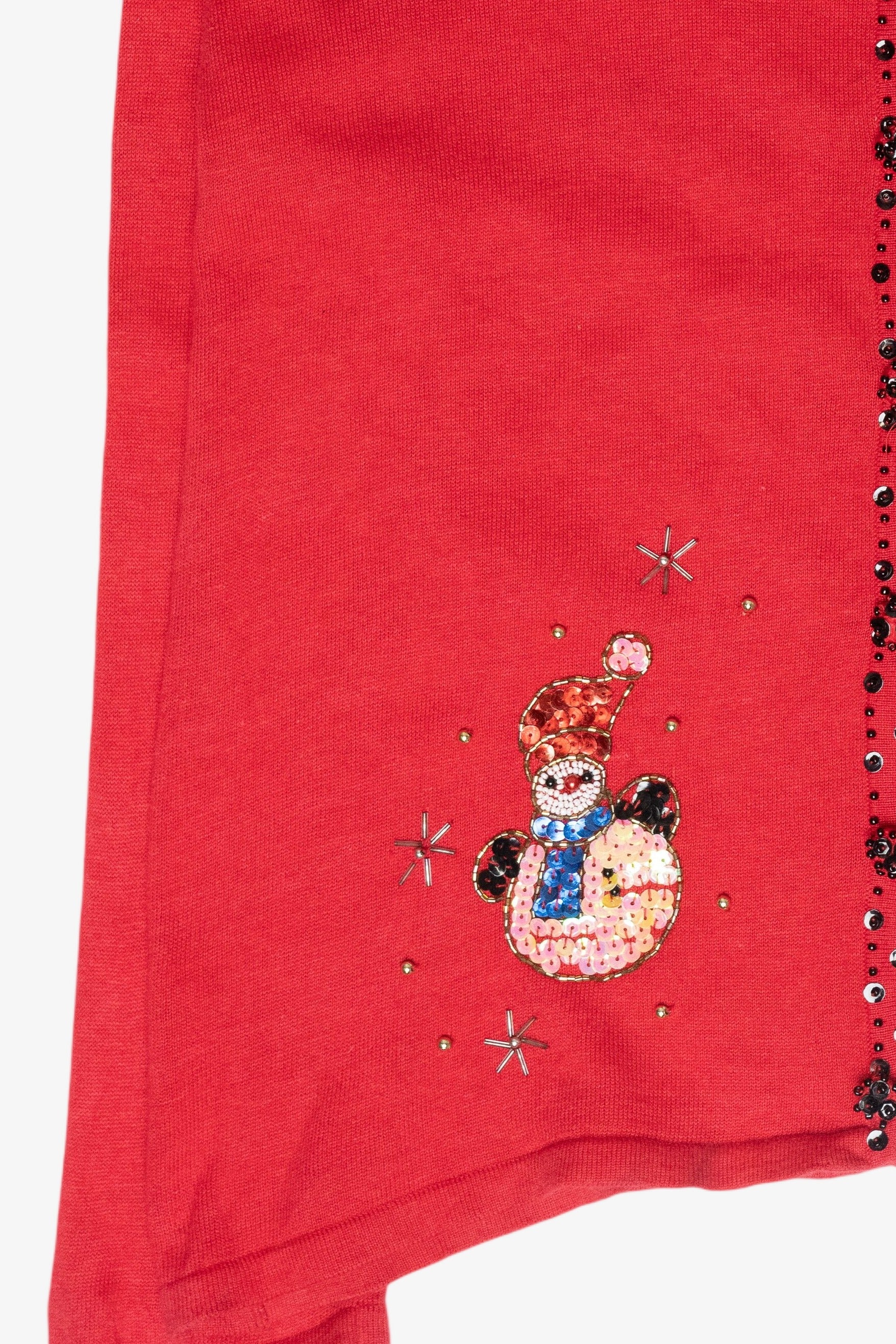 Beaded Snowmen Vintage Ugly Christmas Sweater (2000s)