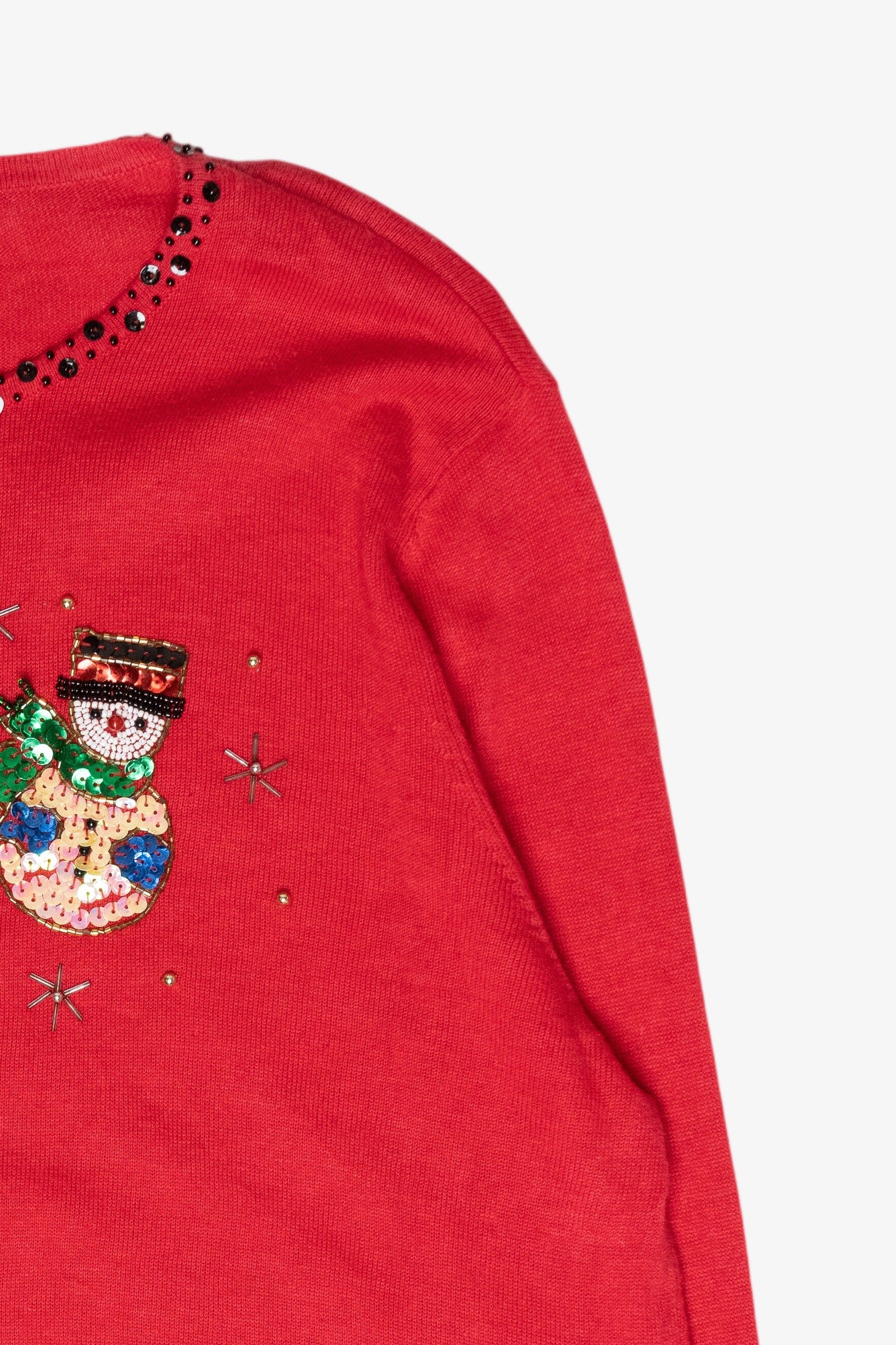 Beaded Snowmen Vintage Ugly Christmas Sweater (2000s)