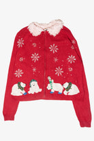 Polar Bears Shag Collar Vintage Ugly Christmas Sweater (2000s)