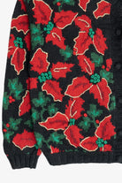 Vintage Hand Knit Poinsettia Ugly Christmas Sweater (1990s)