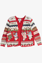 Vintage Stockings Open Front Cardigan Ugly Christmas Sweater (1990s)