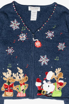 Caroling Reindeer Vintage Ugly Christmas Cardigan (2000s)