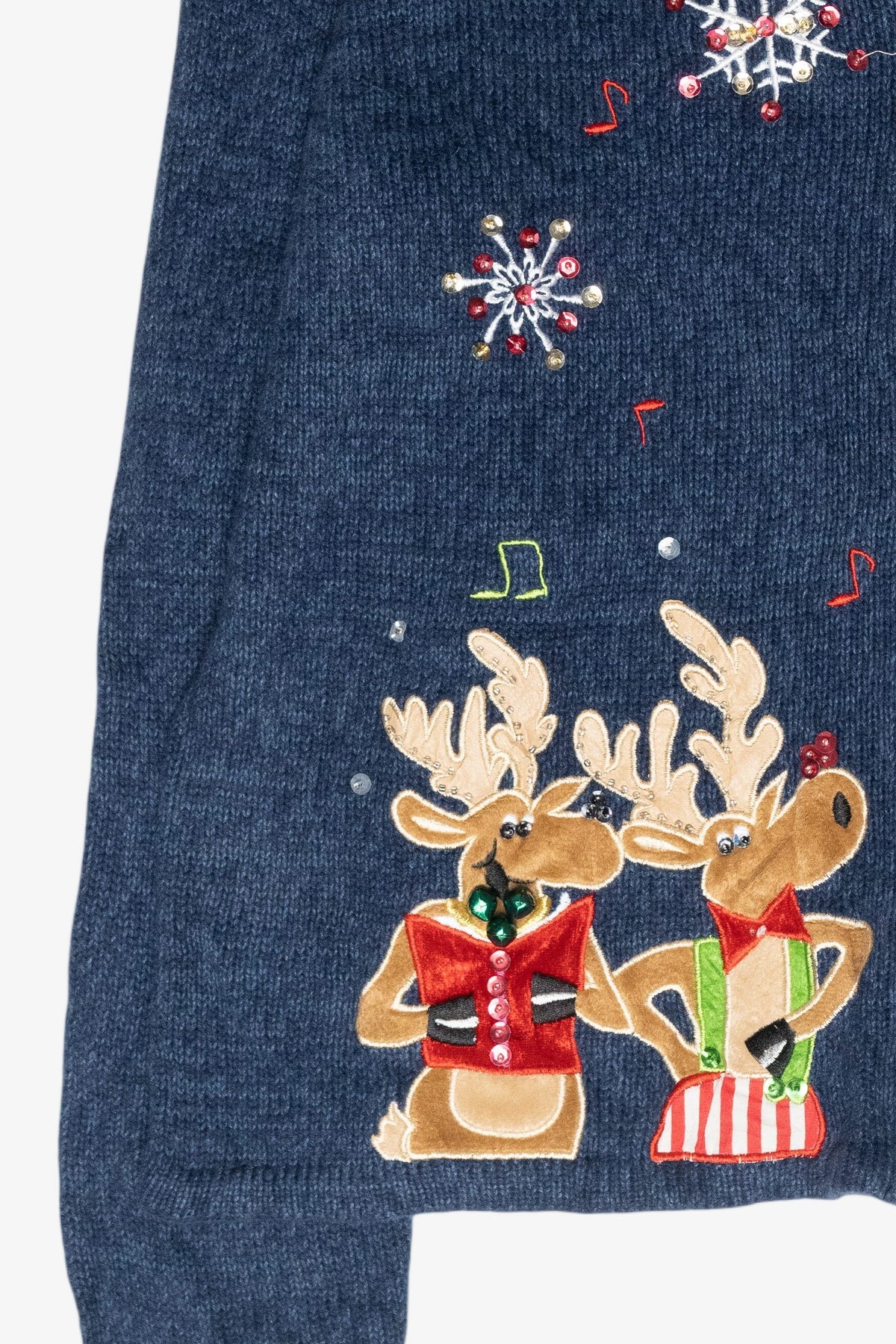 Caroling Reindeer Vintage Ugly Christmas Cardigan (2000s)