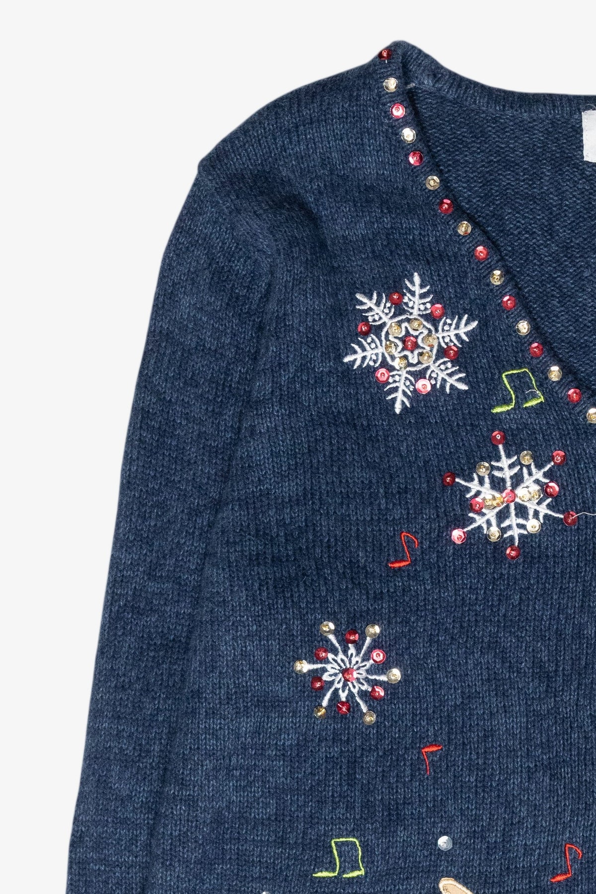 Caroling Reindeer Vintage Ugly Christmas Cardigan (2000s)