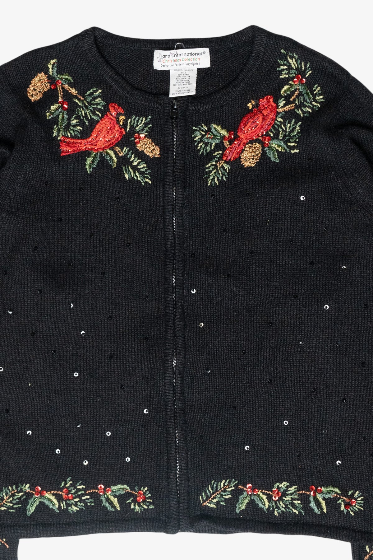 Cardinal Vintage Ugly Christmas Zip Cardigan (2000s)