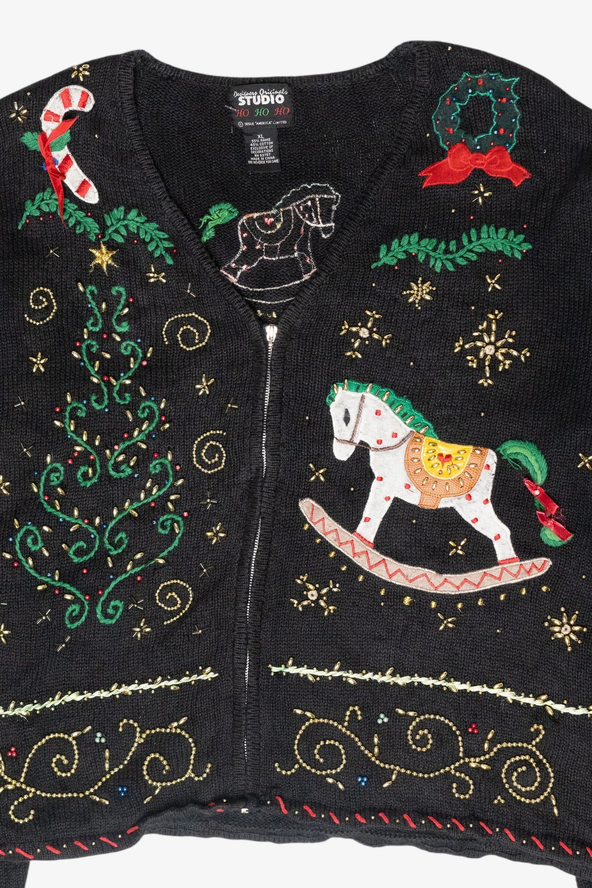 Rocking Horse Vintage Ugly Christmas Cardigan (2000s)