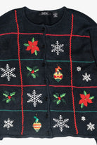 Snowflake Grid Vintage Ugly Christmas Cardigan (2000s)