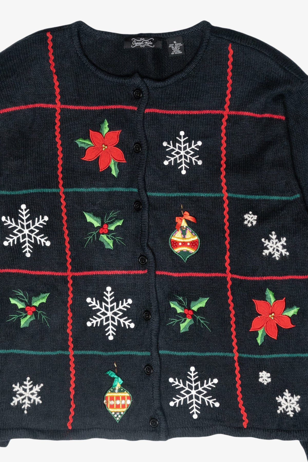 Snowflake Grid Vintage Ugly Christmas Cardigan (2000s)