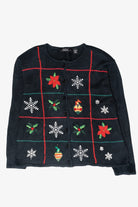 Snowflake Grid Vintage Ugly Christmas Cardigan (2000s)