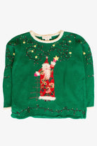 Vintage Green Santa Ugly Christmas Sweater (2000s)