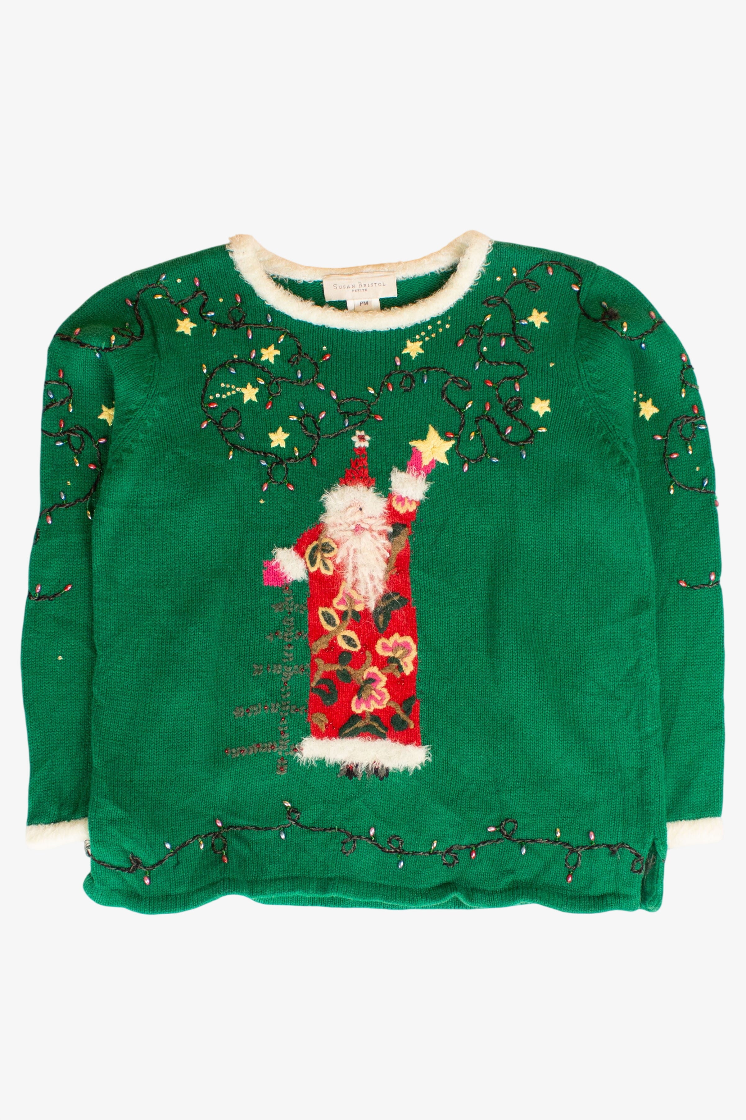 Vintage Green Santa Ugly Christmas Sweater (2000s)